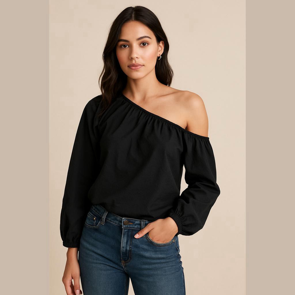 Women's Future Collective Top XXL Black One-Shoulder - Picture 1 of 7